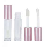 Most popular custom lip gloss bottle empty clear round pink lipgloss tubes packaging container with big brush